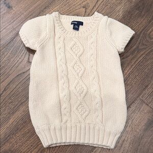 Babygap Cream Cable Knit Short Sleeve Sweater
